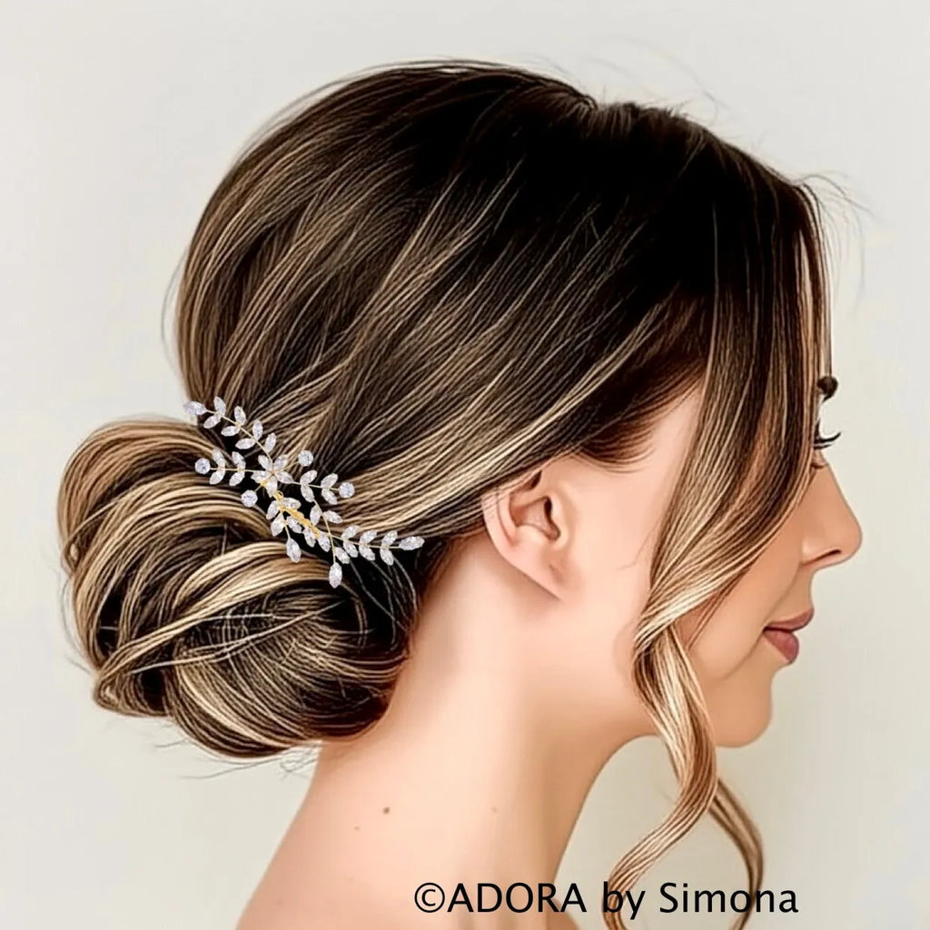 Cubic Zirconia Bridal Hair Comb - Silver / Gold Wedding Hair Accessory