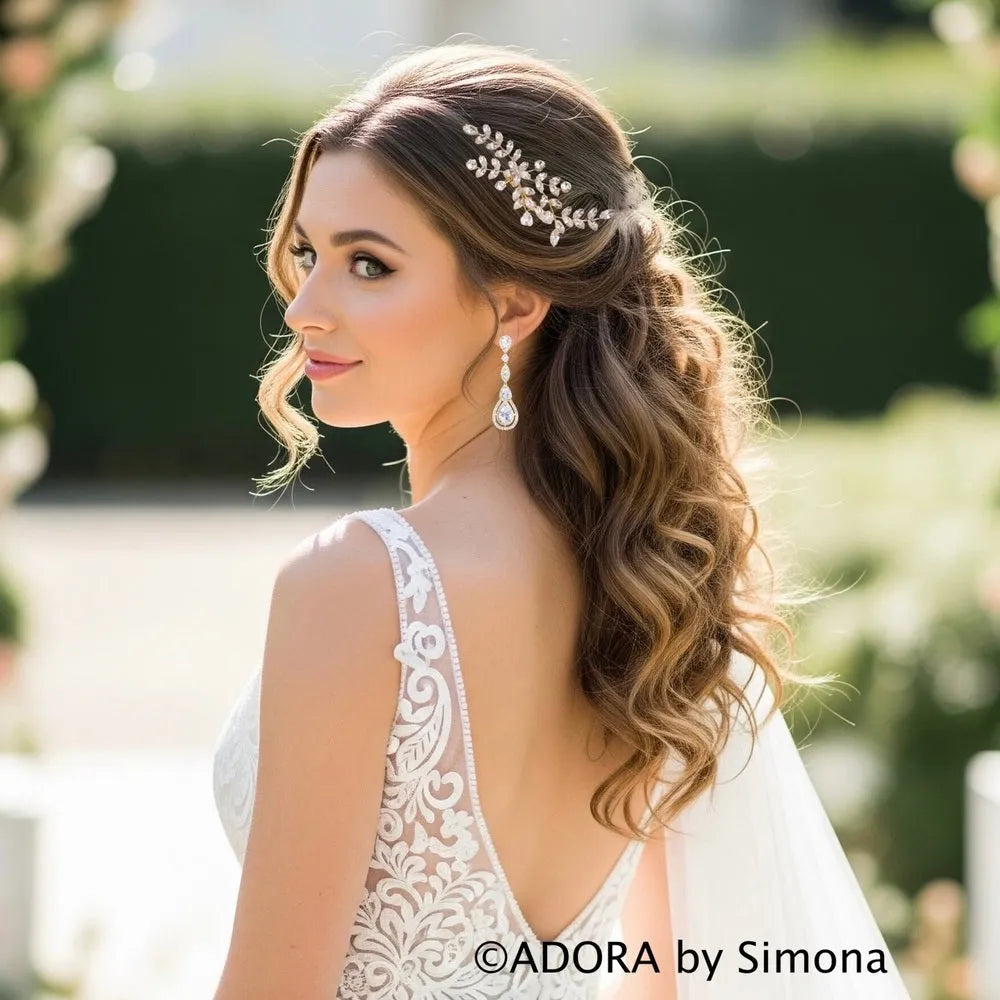 Cubic Zirconia Bridal Hair Comb - Silver / Gold Wedding Hair Accessory