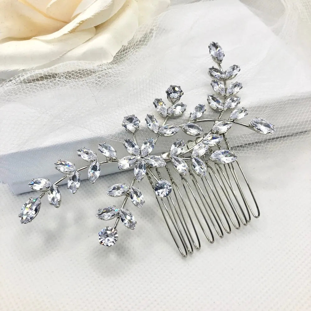 Cubic Zirconia Bridal Hair Comb - Silver / Gold Wedding Hair Accessory
