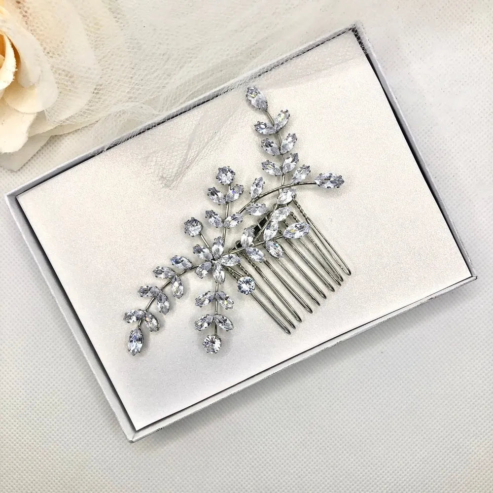 Cubic Zirconia Bridal Hair Comb - Silver / Gold Wedding Hair Accessory
