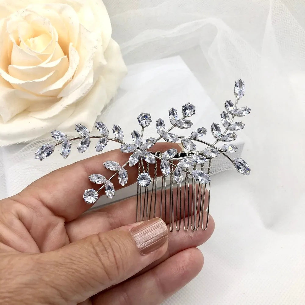 Cubic Zirconia Bridal Hair Comb - Silver / Gold Wedding Hair Accessory