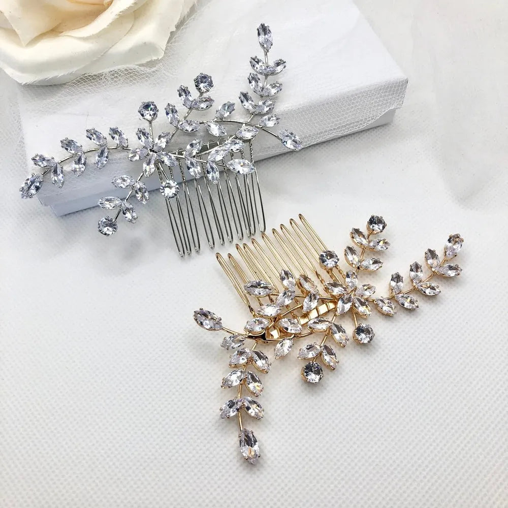 Cubic Zirconia Bridal Hair Comb - Silver / Gold Wedding Hair Accessory