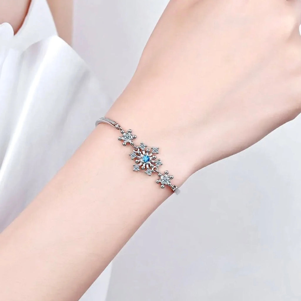 Wedding Jewelry - Snowflake Blue Bridal Bracelet