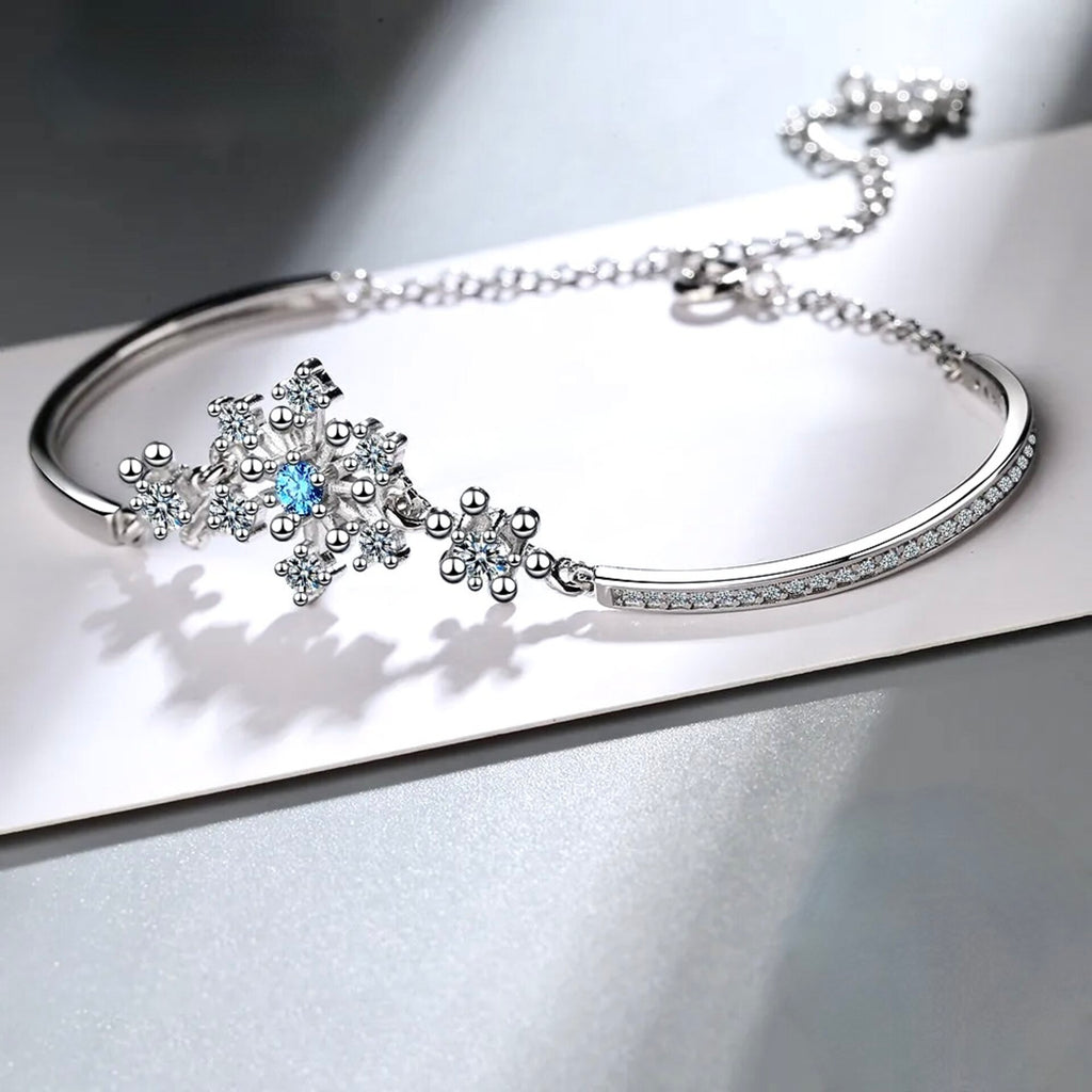 Wedding Jewelry - Snowflake Blue Bridal Bracelet