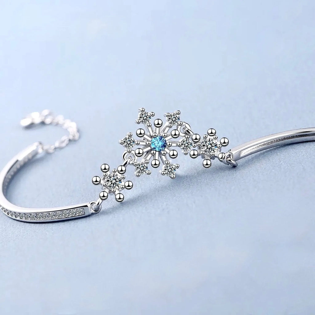 Wedding Jewelry - Snowflake Blue Bridal Bracelet