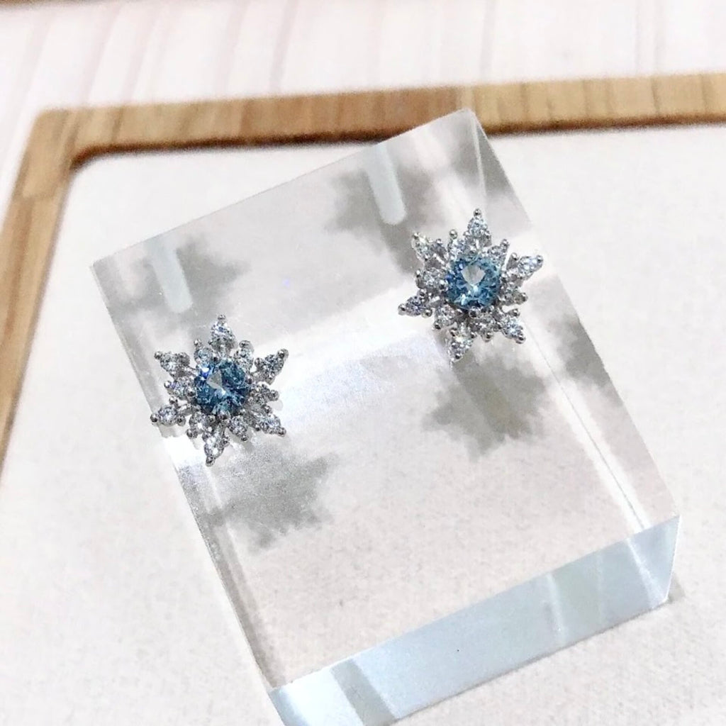 Wedding Jewelry -  Snowflake Blue Bridal Stud Earrings