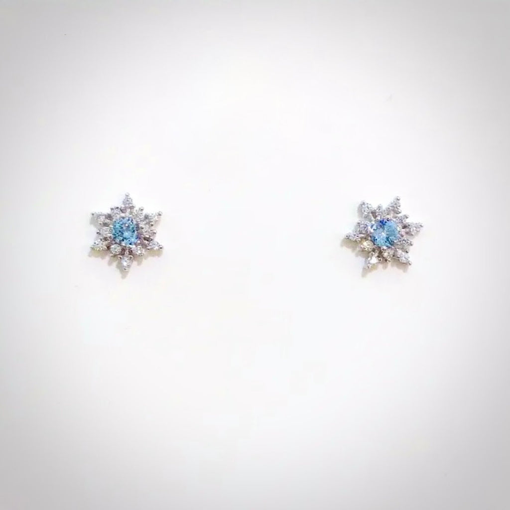 Wedding Jewelry -  Snowflake Blue Bridal Stud Earrings