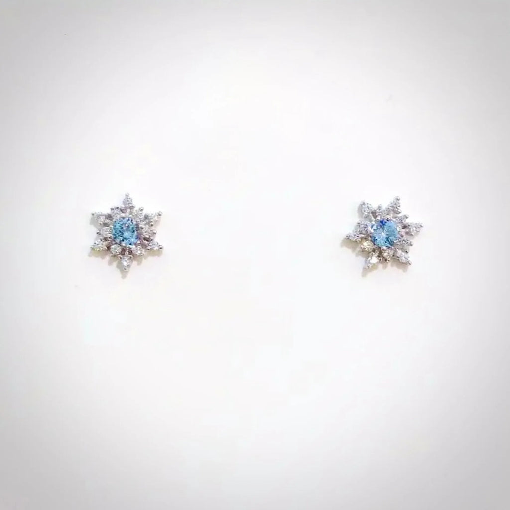 Wedding Jewelry -  Snowflake Blue Bridal Stud Earrings