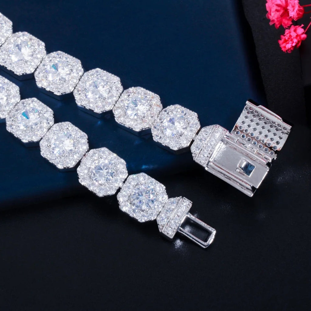 Wedding Jewelry - Square Cubic Zirconia Bridal Bracelet