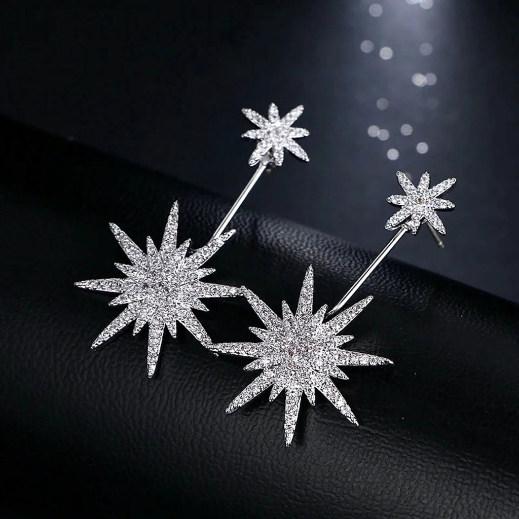 Wedding Jewelry - Star Cubic Zirconia Bridal Earring Jackets