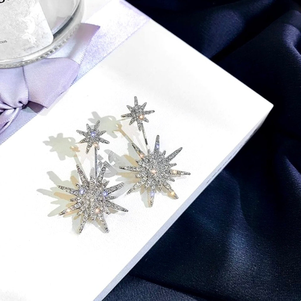Wedding Jewelry - Star Cubic Zirconia Bridal Earring Jackets
