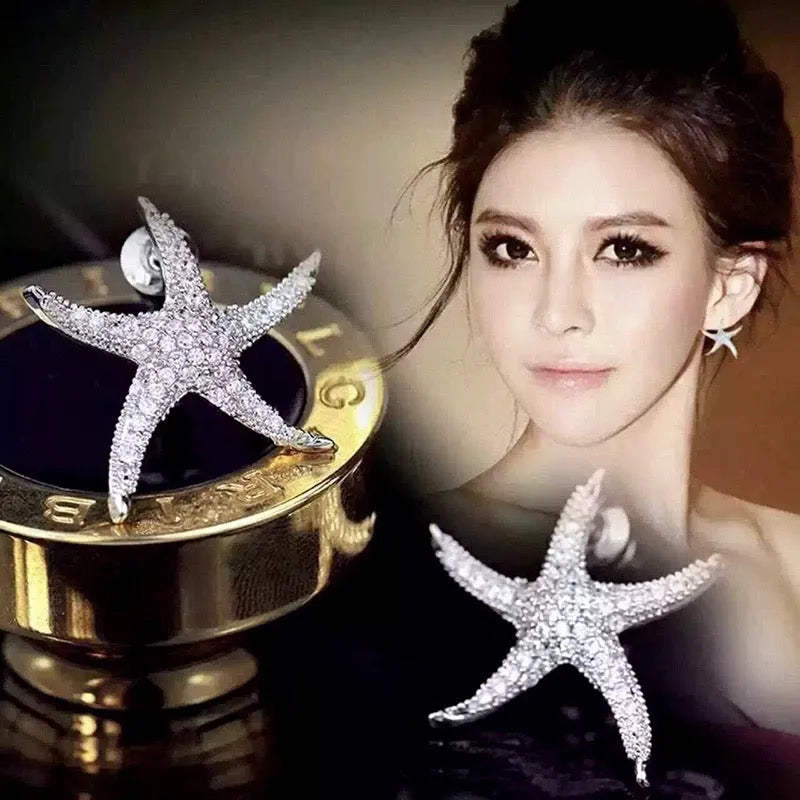 Wedding Jewelry - Pearl and Crystal Sea Star Bridal Earrings