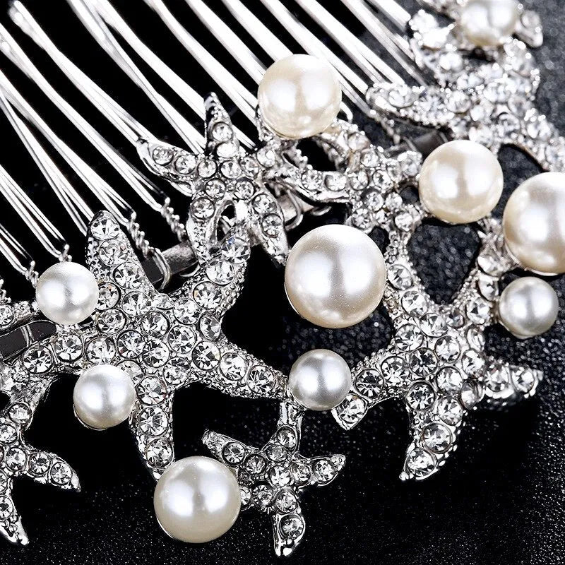 Wedding Hair Accessories - Pearl and Crystal Sea Star Bridal Hair Comb