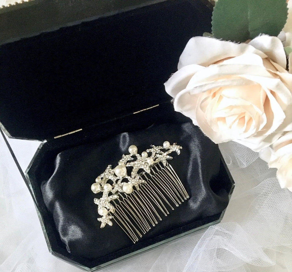 Wedding Hair Accessories - Pearl and Crystal Sea Star Bridal Hair Comb