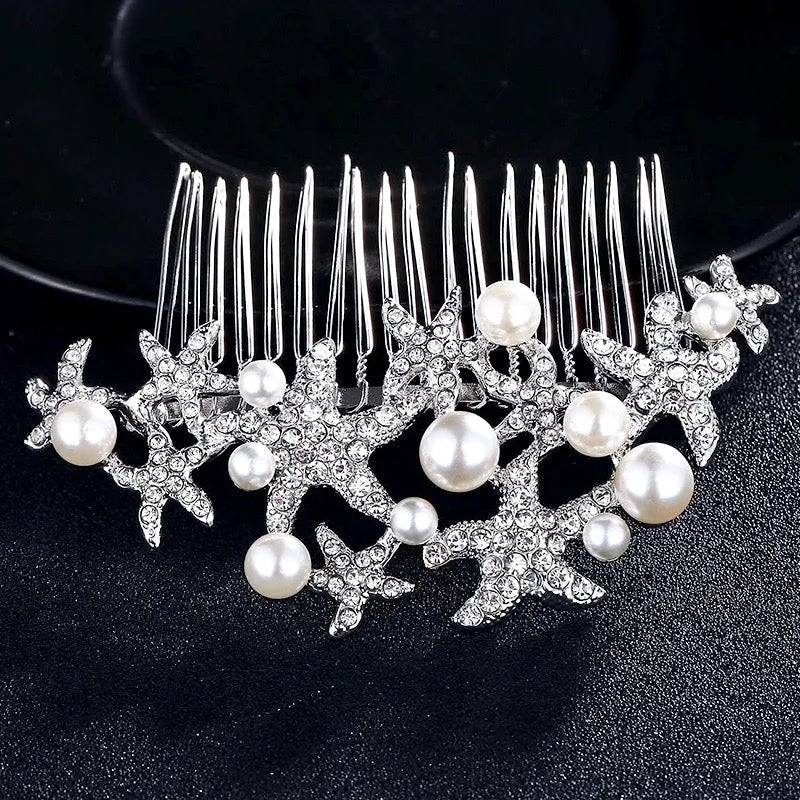 Wedding Hair Accessories - Pearl and Crystal Sea Star Bridal Hair Comb