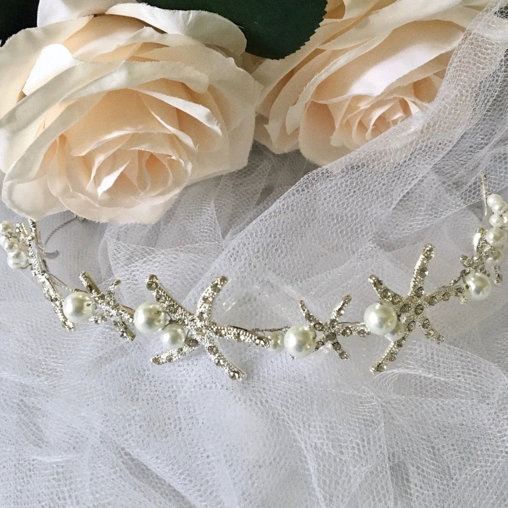 Wedding Hair Accessories - Pearl and Crystal Sea Star Bridal Headband