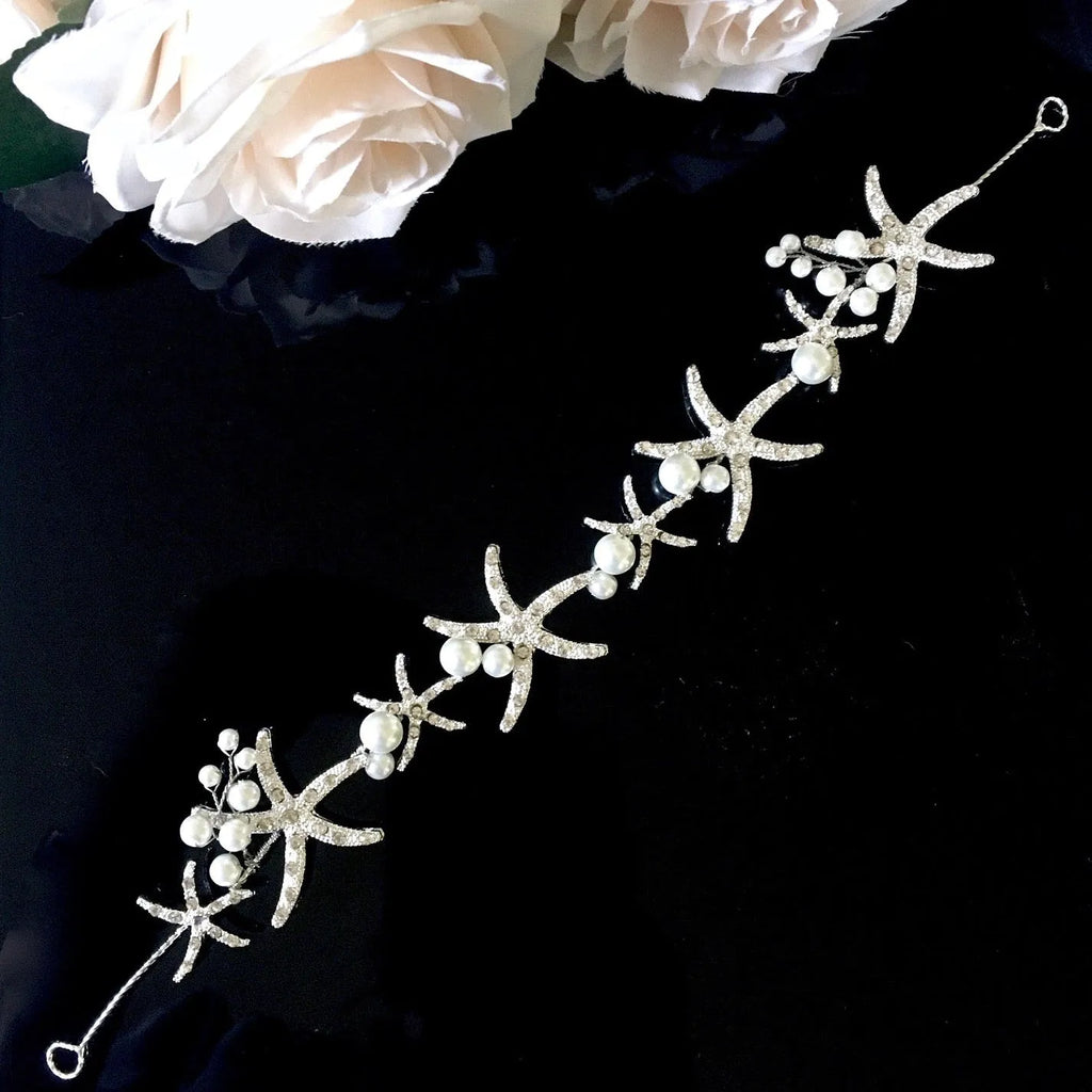 Wedding Hair Accessories - Pearl and Crystal Sea Star Bridal Headband