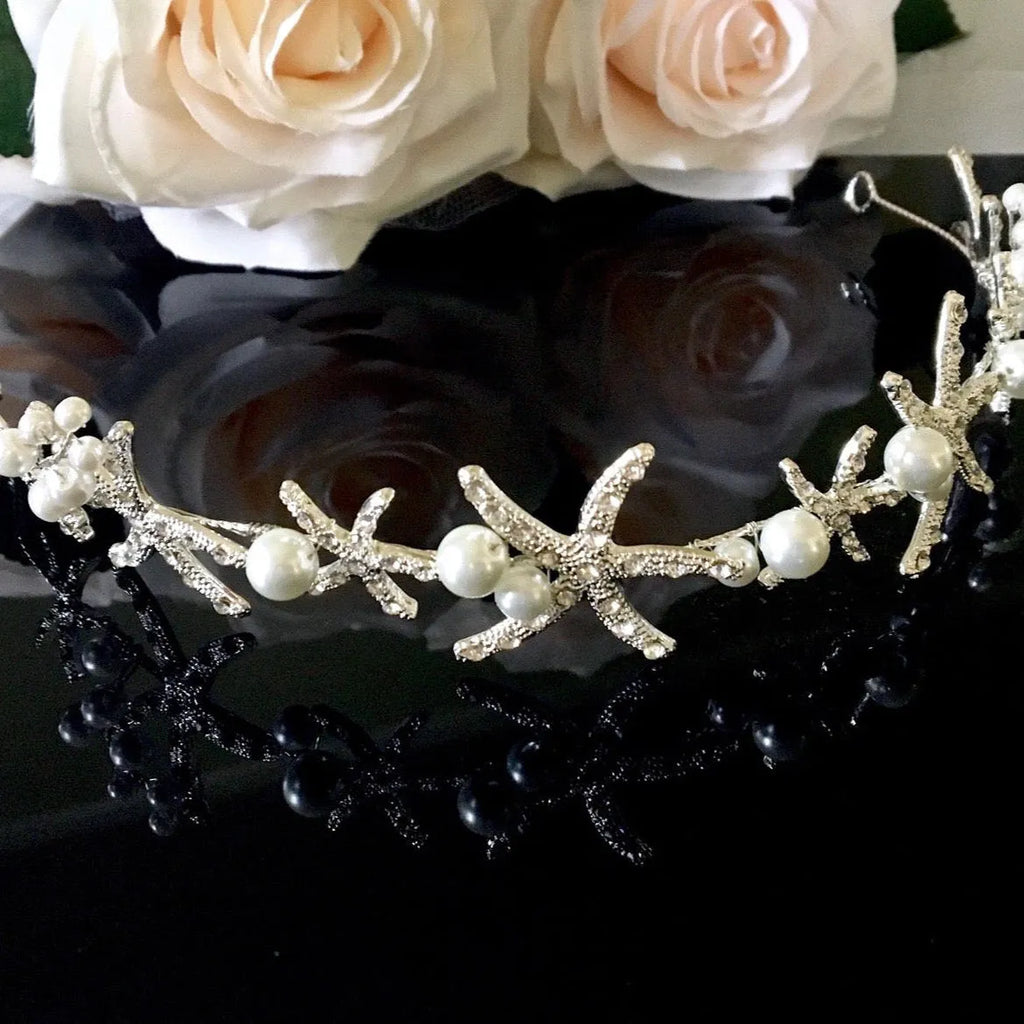 Wedding Hair Accessories - Pearl and Crystal Sea Star Bridal Headband