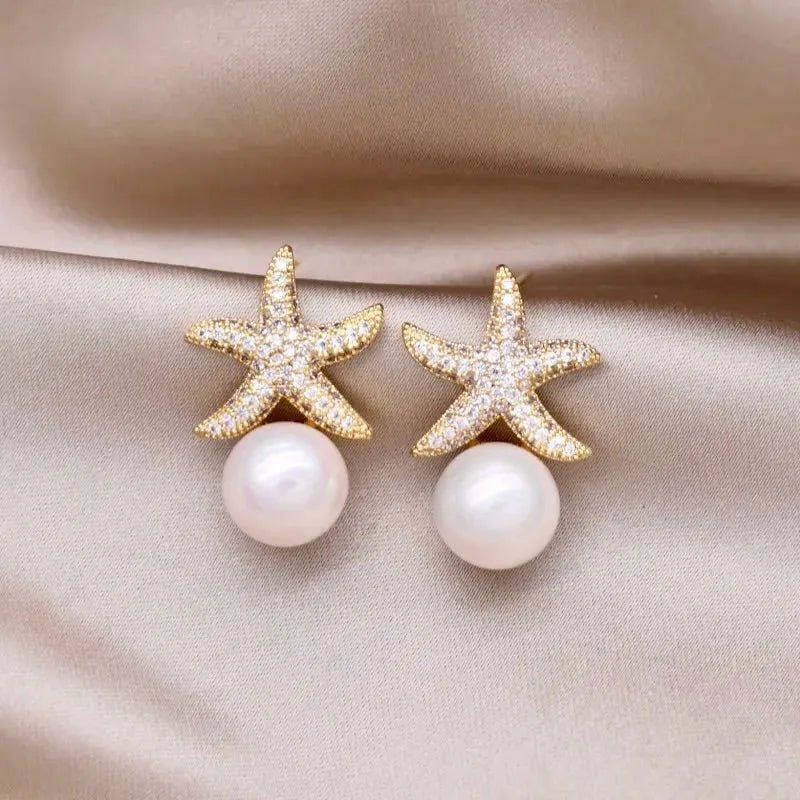 "Marbella" - Pearl and Crystal Sea Star Bridal Earrings