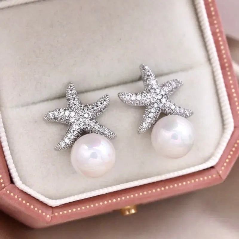 "Marbella" - Pearl and Crystal Sea Star Bridal Earrings