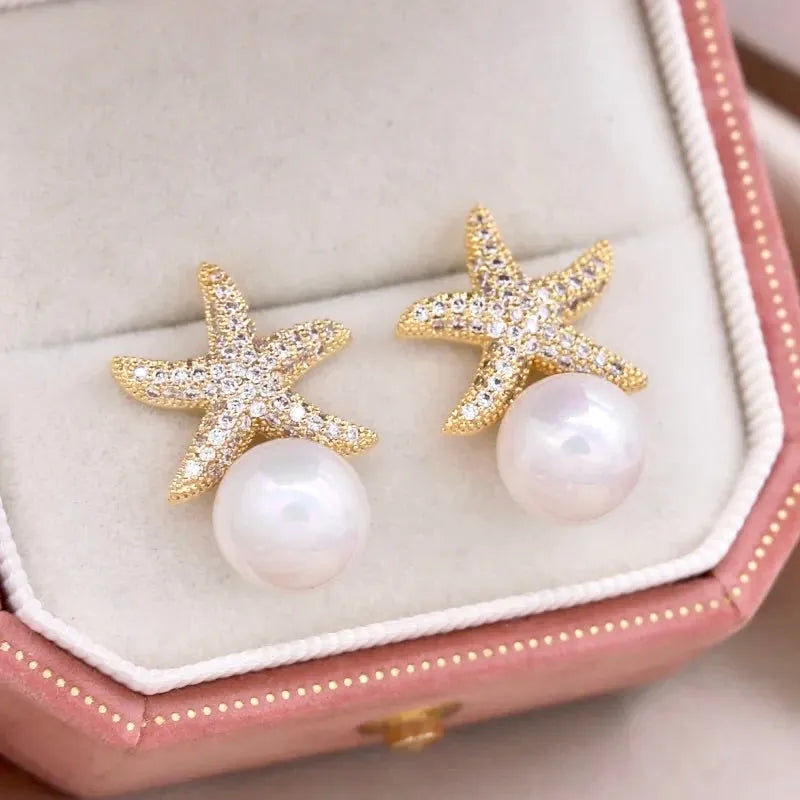 "Marbella" - Pearl and Crystal Sea Star Bridal Earrings
