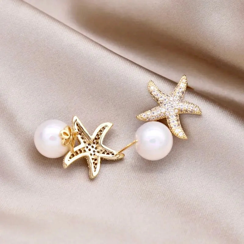 "Marbella" - Pearl and Crystal Sea Star Bridal Earrings
