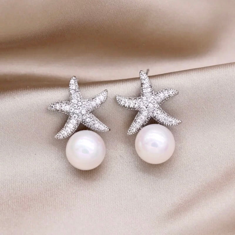 "Marbella" - Pearl and Crystal Sea Star Bridal Earrings