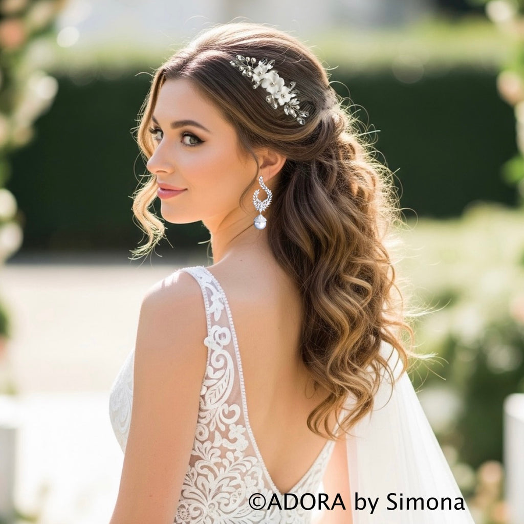 Wedding Hair Accessories - Ceramic Flowers Bridal Hair Comb