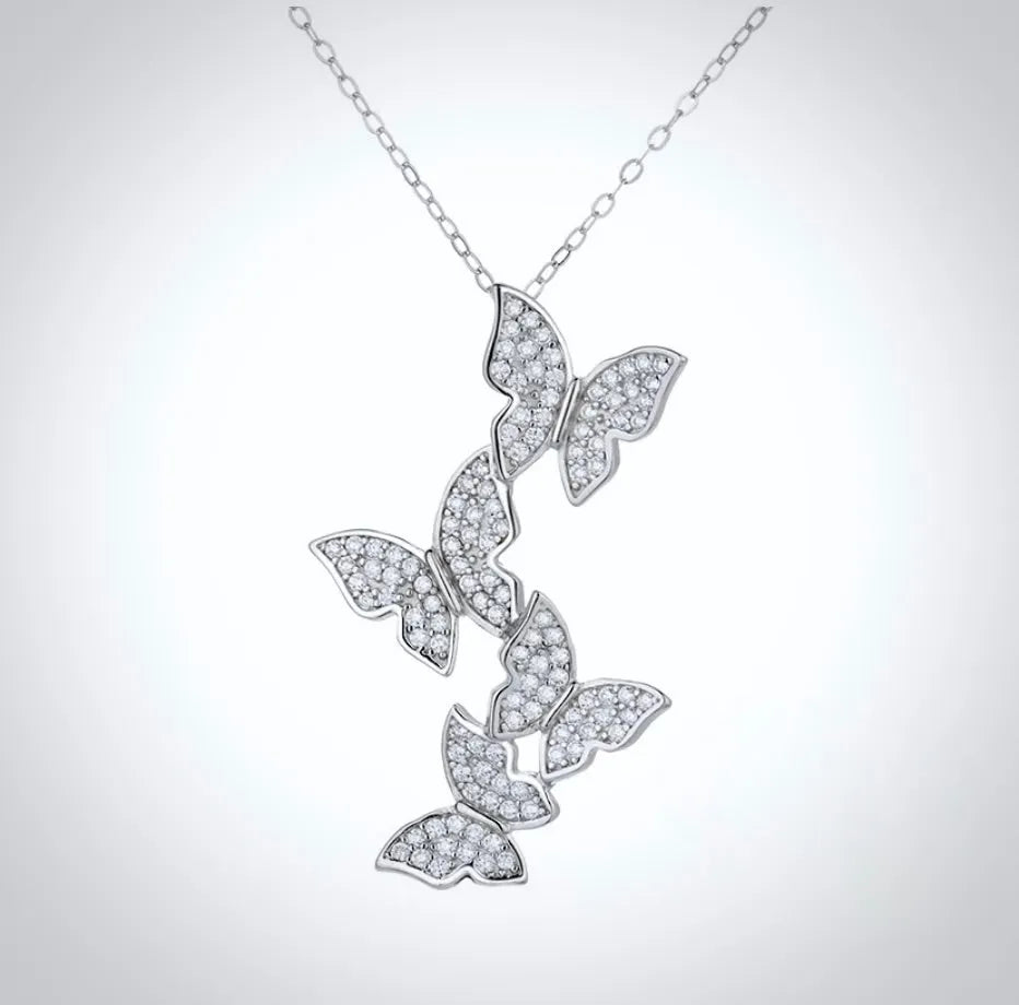 Wedding Jewelry - Sterling Silver Butterfly Bridal Necklace - Available in Silver and Rose Gold