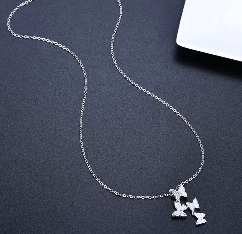 Wedding Jewelry - Sterling Silver Butterfly Bridal Necklace - Available in Silver and Rose Gold
