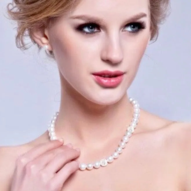 Wedding Pearl Jewelry - Natural Pearl and Sterling Silver 3-Piece Bridal Jewelry Set