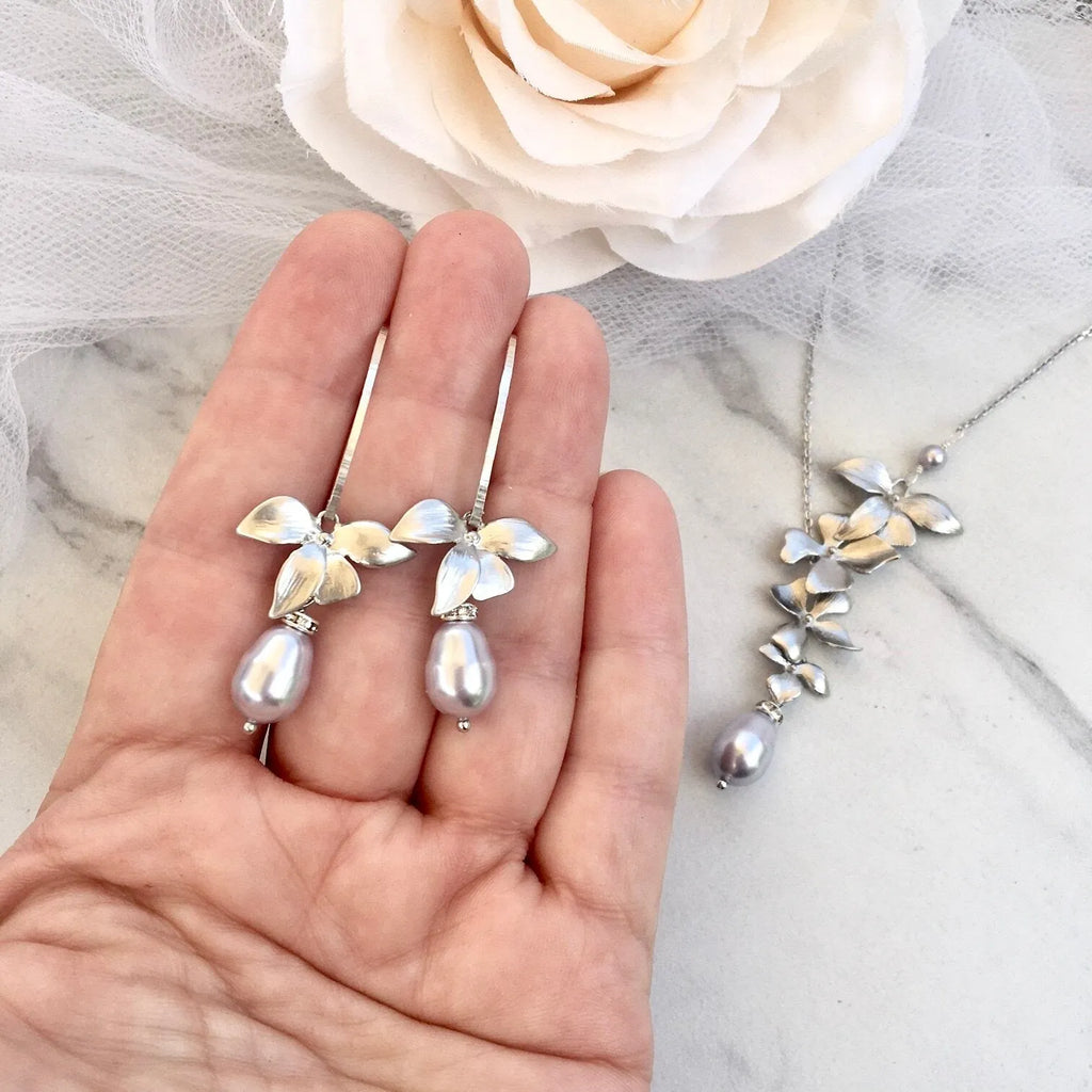 Pearl Wedding Jewelry Sets - Pearl and Sterling Silver Bridal Jewelry Set - More Colors