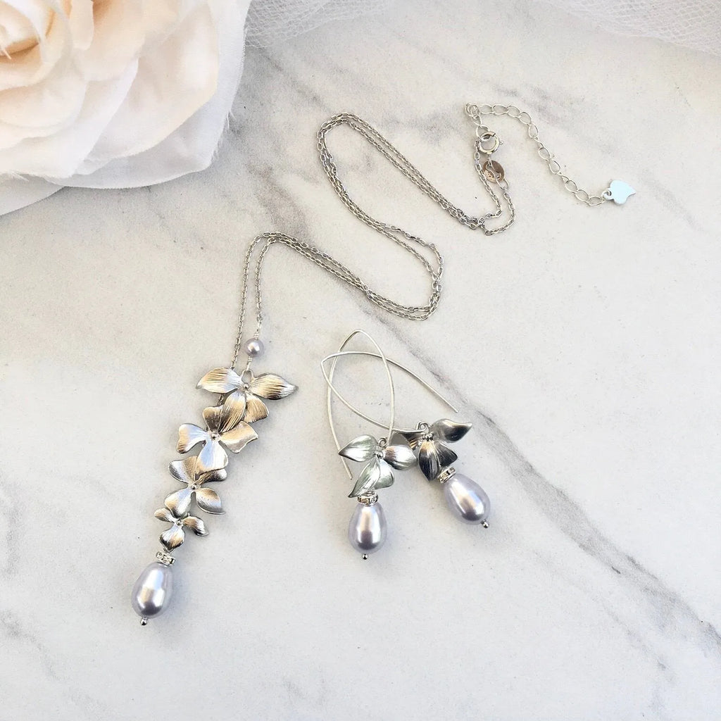 Pearl Wedding Jewelry Sets - Pearl and Sterling Silver Bridal Jewelry Set - More Colors