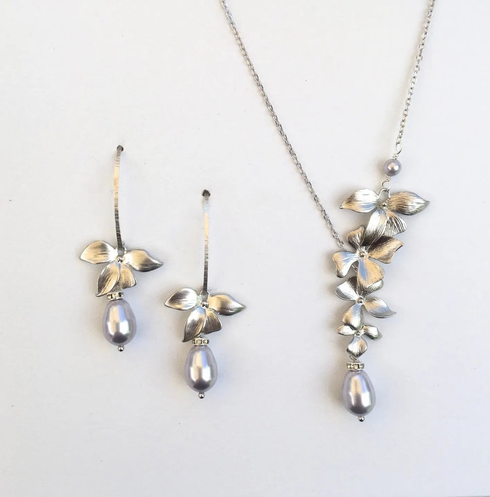 Pearl Wedding Jewelry Sets - Pearl and Sterling Silver Bridal Jewelry Set - More Colors