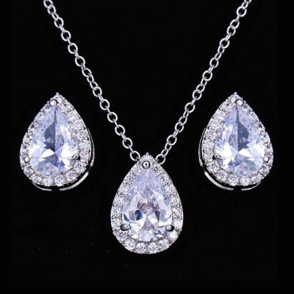 "Tina" - Cubic Zirconia Jewelry Set - Available in Silver, Rose Gold and Yellow Gold