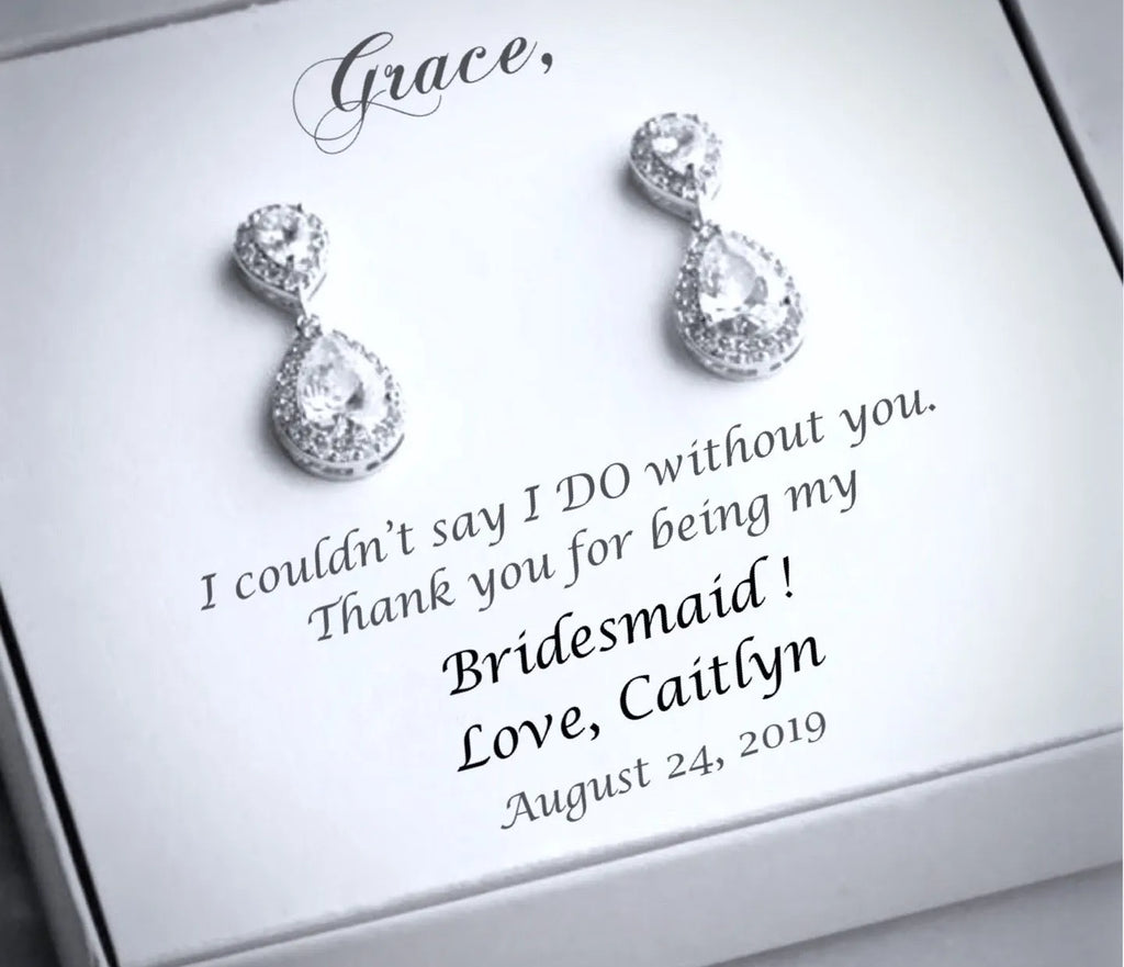 Wedding Jewelry - Silver Cubic Zirconia Bridal Earrings - Available in Rose Gold and Silver