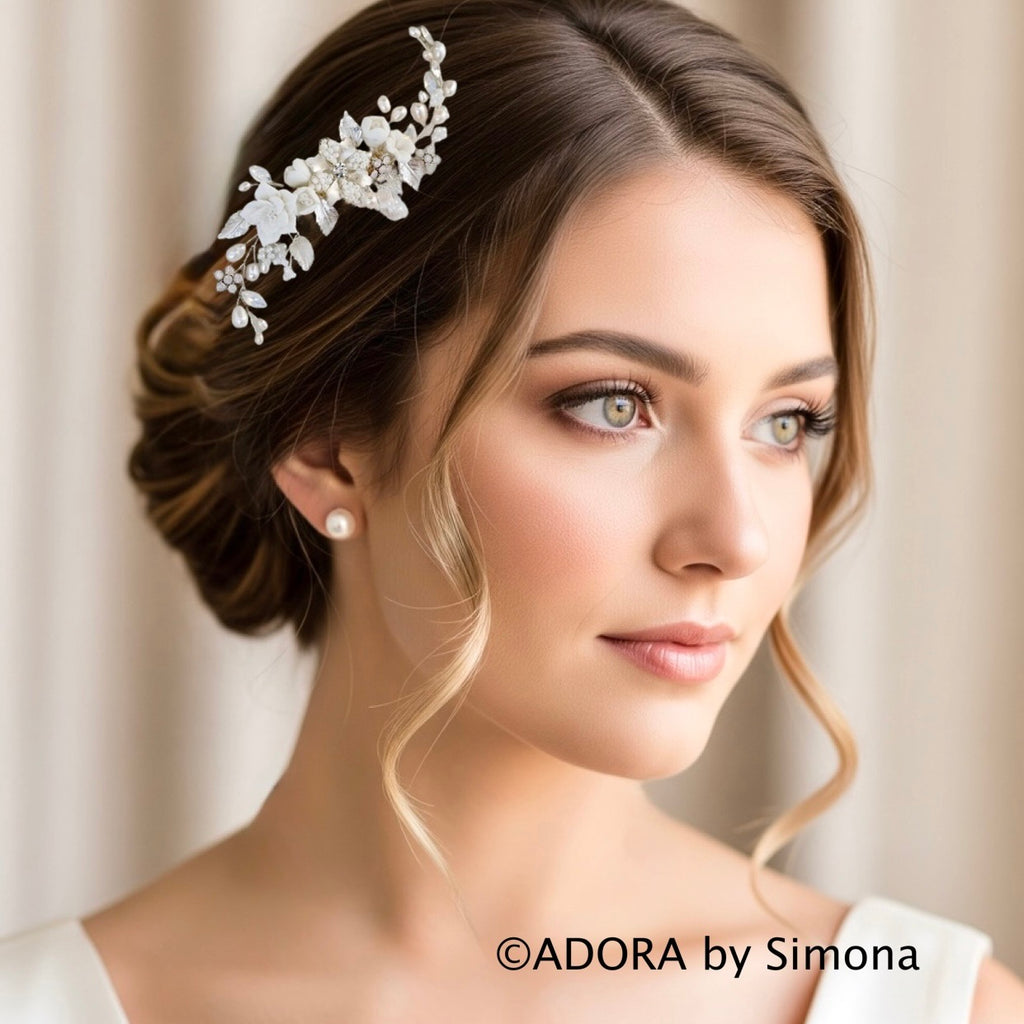Wedding Hair Accessories -  Swarovski Pearl and Opal Bridal Hair Comb