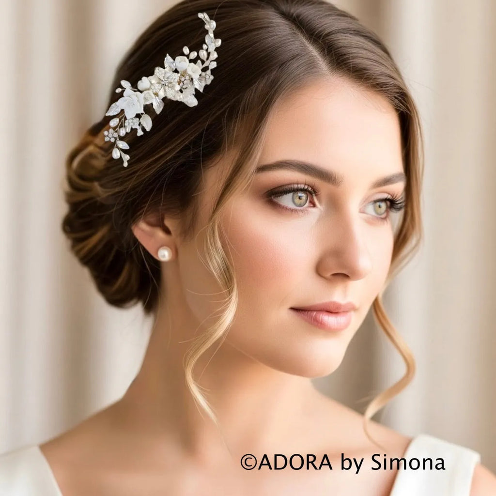 Wedding Hair Accessories -  Swarovski Pearl and Opal Bridal Hair Comb