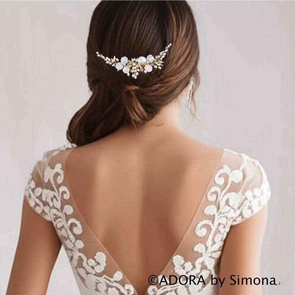 Wedding Hair Accessories - Pearl and Crystal Bridal Hair Comb - Available in Gold and Silver