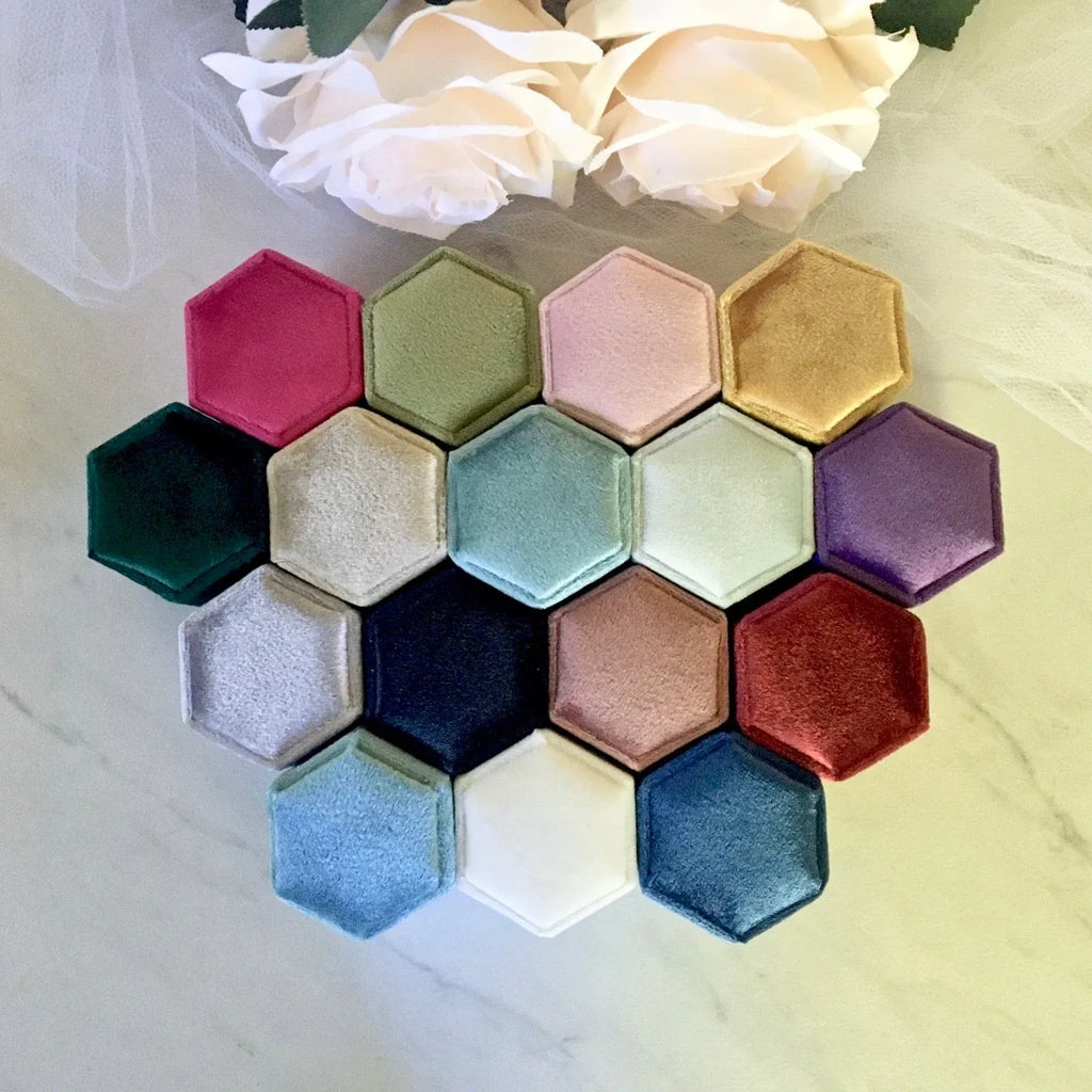 Wedding Accessories - Velvet Heirloom Hexagon Ring Box - More Colors Available