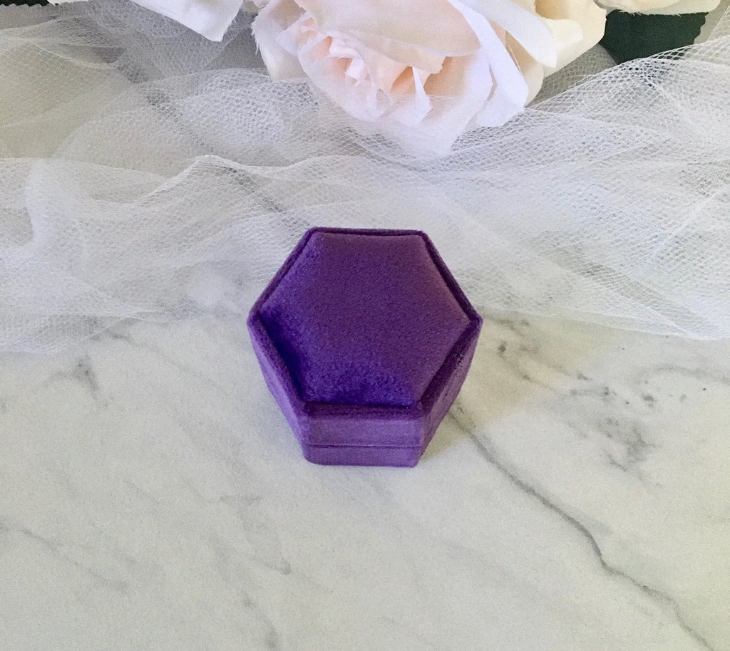 Wedding Accessories - Velvet Heirloom Hexagon Ring Box - More Colors Available