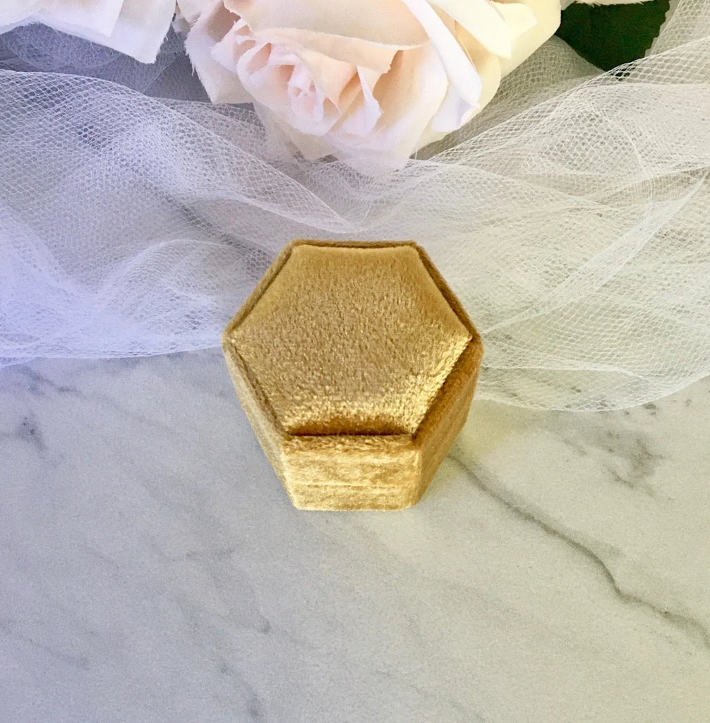 Wedding Accessories - Velvet Heirloom Hexagon Ring Box - More Colors Available
