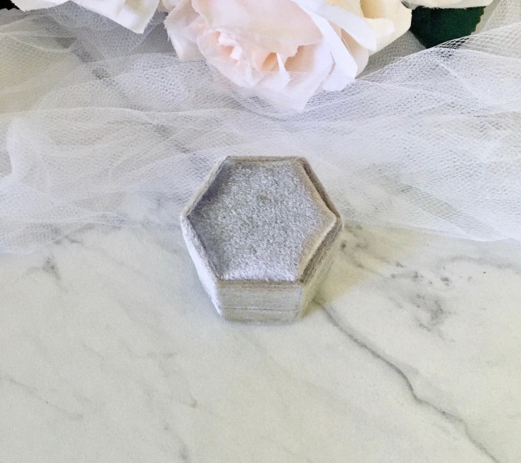 Wedding Accessories - Velvet Heirloom Hexagon Ring Box - More Colors Available