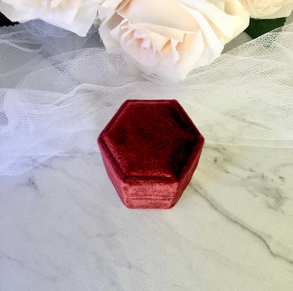 Wedding Accessories - Velvet Heirloom Hexagon Ring Box - More Colors Available