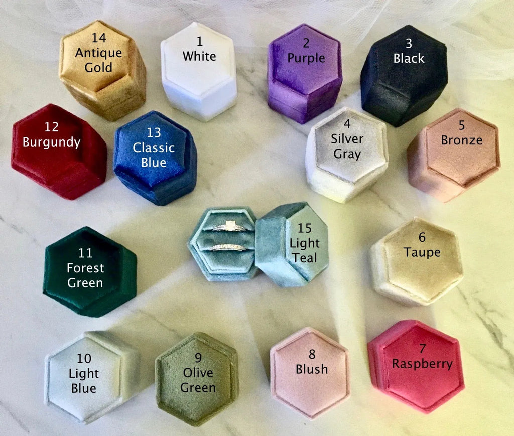 Wedding Accessories - Velvet Heirloom Hexagon Ring Box - More Colors Available
