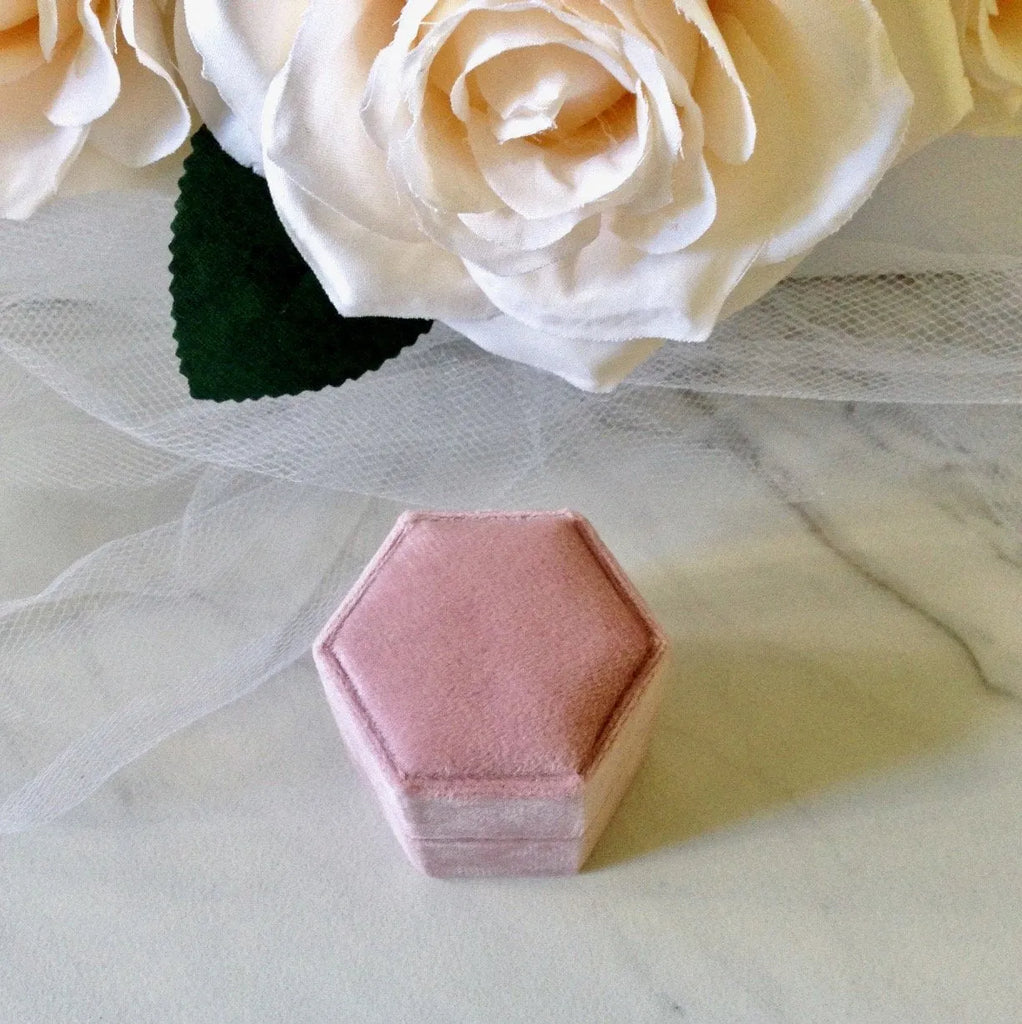 Wedding Accessories - Velvet Heirloom Hexagon Ring Box - More Colors Available