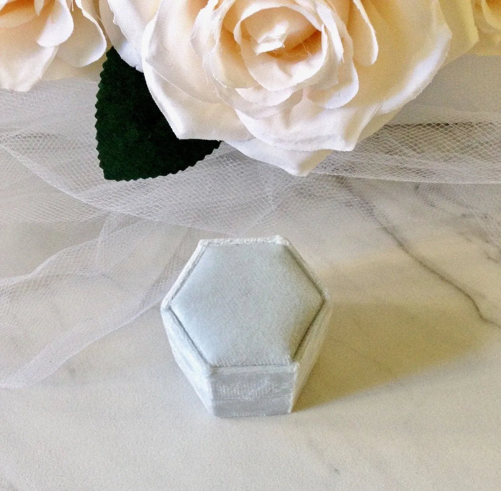 Wedding Accessories - Velvet Heirloom Hexagon Ring Box - More Colors Available