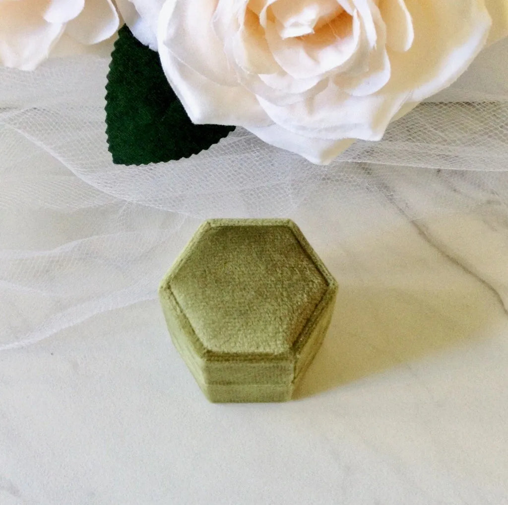 Wedding Accessories - Velvet Heirloom Hexagon Ring Box - More Colors Available