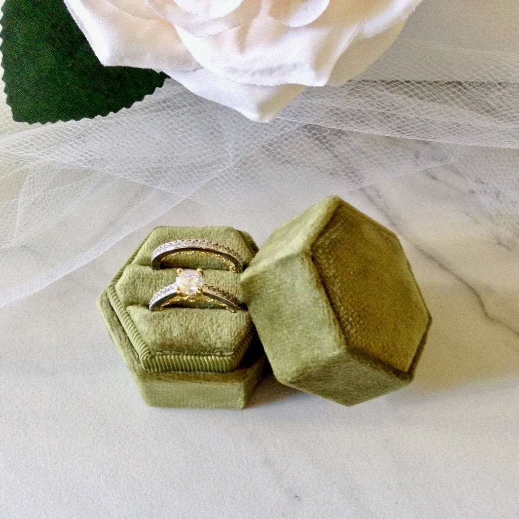 Wedding Accessories - Velvet Heirloom Hexagon Ring Box - More Colors Available