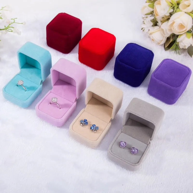 Wedding - Square Velvet Ring Boxes - More Colors Available